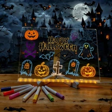 LED Drawing Board 11.8"x7.9", USB Rechargeable Acrylic Dry Erase L, Clear 