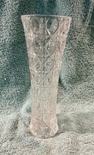 Vintage Pressed Glass Vase w/Geometric Diamond  Thumbprint Pattern