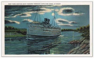 AK New York Schiff Boston passiert Cape Cod Canal bei Nacht