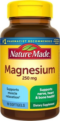 Magnesium 250 mg Softgels - 90 Pieces for Daily Muscle, Nerve & Bone Support
