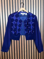 Niteline Della RouFogali Jacket S / M Womens Blue Rhinestone Embellished Bolero