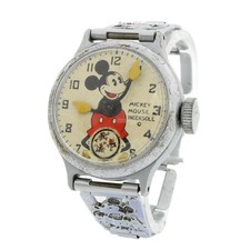 Vintage Ingersoll 31mm case Manual Wind Mickey Mouse 6IN Wristwatch #WB5266-1