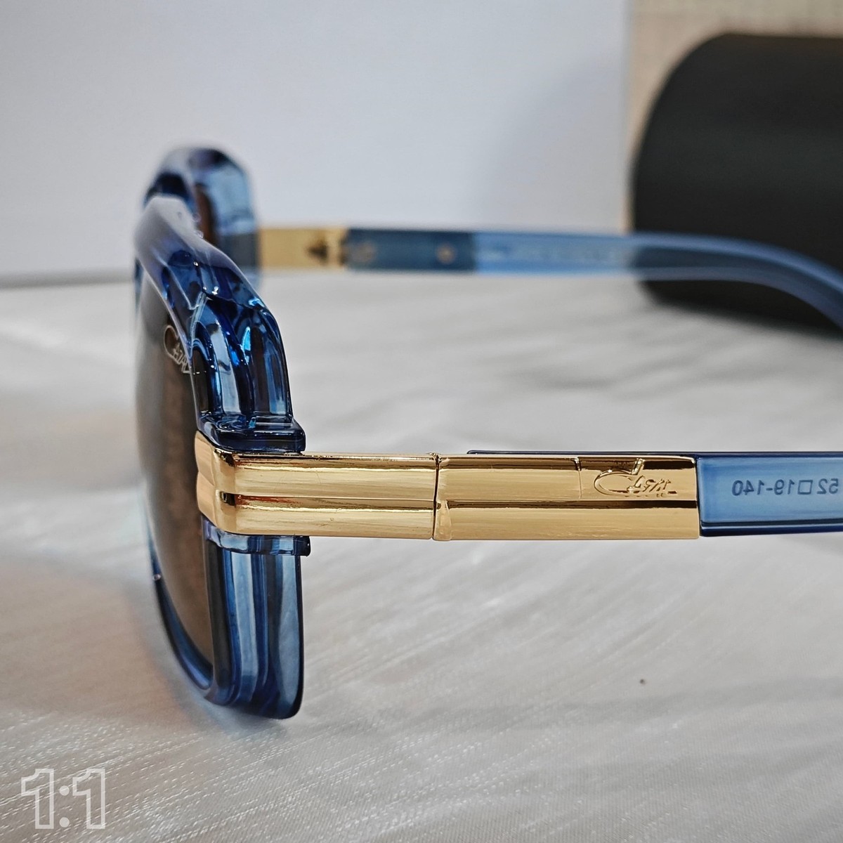 Cazal Sunglasses Blue Golden Frame Brown Lens Unisex Retro Hiphop