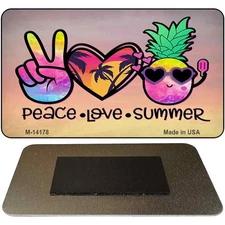 Peace Love Summer Novelty Metal Magnet 3.5" x 2" Magnet (M)