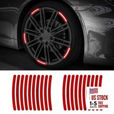 20PCS Reflective Car Wheel Decorative Stripe Stickers, Night Safety Warning Red