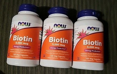 (3) Now Biotin 5,000mcg (120 Caps Each) ~EXP: 10/26