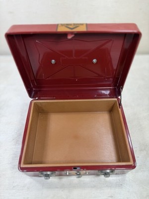 VINTAGE NEIMAN MARCUS RED METAL STRONG BOX W/ COMBINATIONS (No