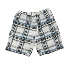 Burnside Board Shorts Men XL White Blue Plaid Cargo Swim Trunks Mesh Lining