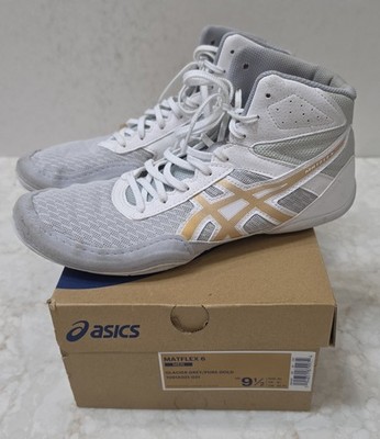 ASICS Shoes Mens 9.5 Grey Gold Matflex 6 Mat Wrestling Boxing Sneakers 1081A021