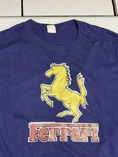 vtg 1980 Ferrari Logo Healthknit Shirt Single Stitch M Short Sleeve MADE IN USA