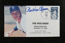 PEE WEE REESE 1984 HOF Signed Autograph Induction Day Ruth Stamp Cachet Envelope