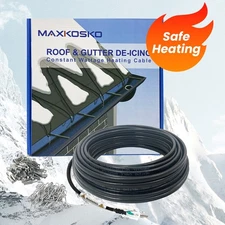 MAXKOSKO Electric Snow Melting Heat Tape with 10 ft Power Plug 65 Ft