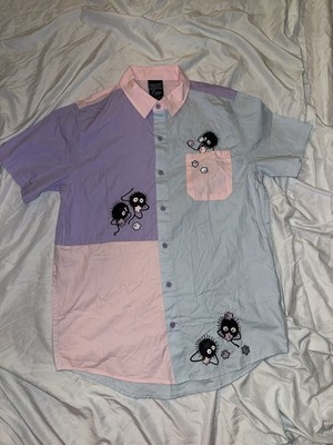 Studio Ghibli Spirited Away Soot Sprites Pastel Block Woven Button-Up S Cotton