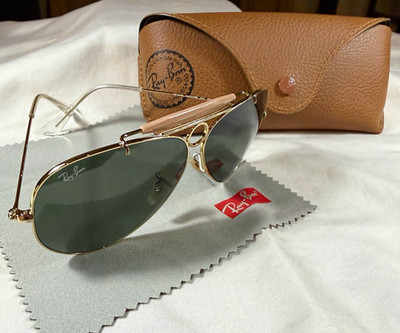 Ray-Ban RB3138 Shooter 001 62mm Gold G-15 Aviator Sunglasses UNWORN + Case