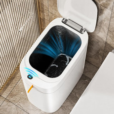 3.5 Gal Automatic Bagging Bathroom Trash Can, Motion Sensor, White Slim Rechar