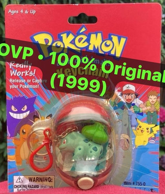Basic Fun Pokemon Bisasam Bulbasaur Pokeball 1999 Schlüsselanhänger OVP Vintage