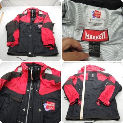 Coca Cola Salt Lake 2002 Utah Olympics Jacket Mens Small Red Waterproof Rare