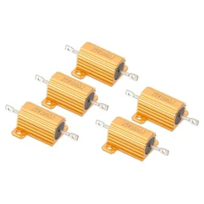 25W 100 Ohm Aluminum Shell Resistor, 5pcs Housing Resistor 5% Tolerance, Golden