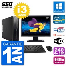 PC HP Compaq Pro 6300 SFF Ecran 27" i3-3220 RAM 16Go SSD 240Go Windows 10 Wifi