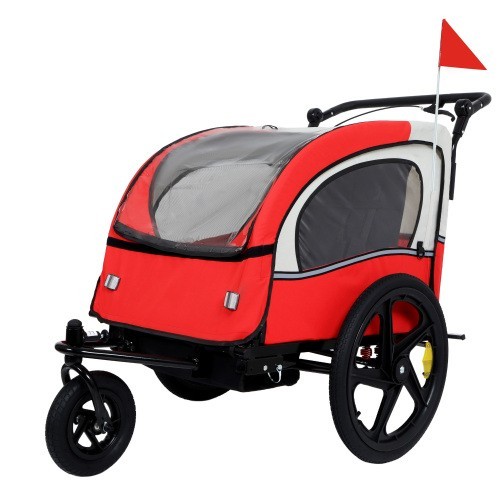 2-in-1 Foldable Double Seat Jogger Stroller w/ 5-Point Safety