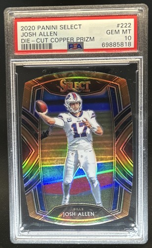 2020 Panini Select Josh Allen Copper Prizm Die Cut Club #/355 Bills PSA 10