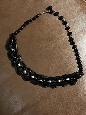 Victorian black glass and rhinestone choker