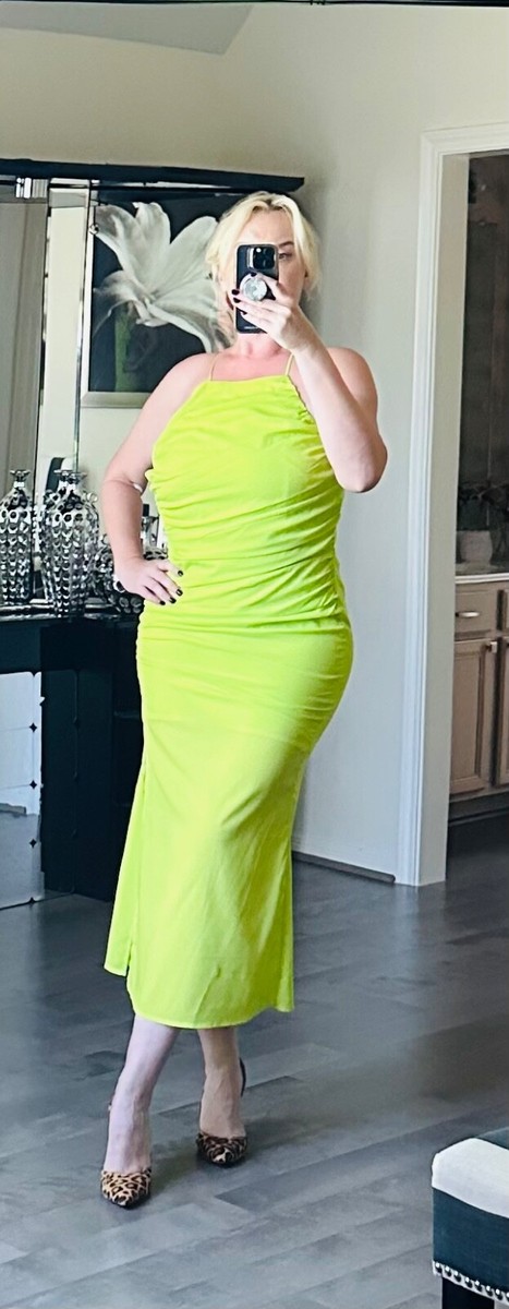 lime green cocktail dress BABARONI BABARONI Chiffon Bridesmaid Dresses Halter Short/Mini Sleeveless Ruched A-line, Lime Green / US0 The soft Fashion Nova lime Green Dress