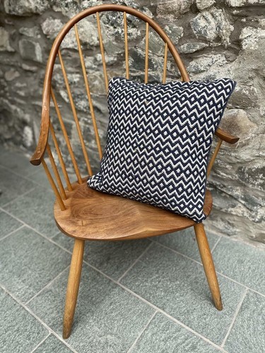 Cotton Cushion Cover Jute Zig Zag Design Cushions Yellow Grey Blues 50 x 50 cm - Picture 14 of 15