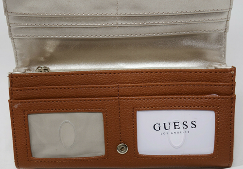 NEW GUESS Women's Lauri Cognac Brown Large Organizer Wallet Clutch + Gift Box - Picture 6 of 6