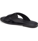 100% AUTH NEW MEN FERRAGAMO PEGASO GANCIO BLACK SLIDE LEATHER SANDALS US 8 M — photo 3