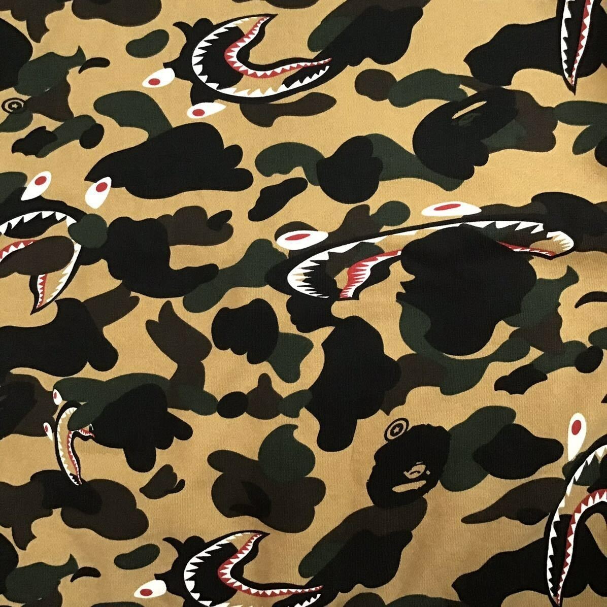 BAPE 1st camo yellow shark full zip hoodie A Bathing Ape Size L | eBay