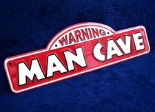 MAN CAVE Die-Cut -*US MADE* Embossed Metal Sign - Man Cave Garage Bar Wall Décor