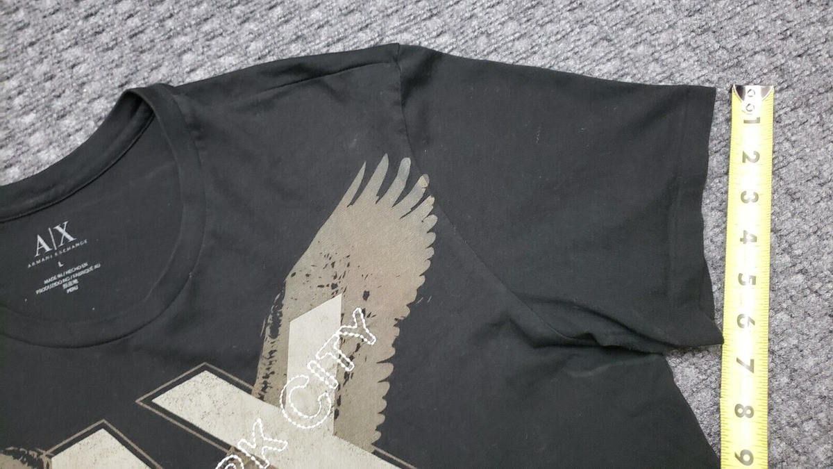Armani Exchange Men's Large Black T Shirt Big AX Logo Eagle