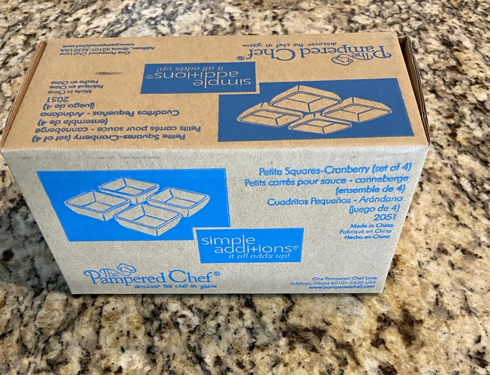 The Pampered Chef 4 Simple Additions Cranberry Petite Squares 2051 - Image 3 of 4