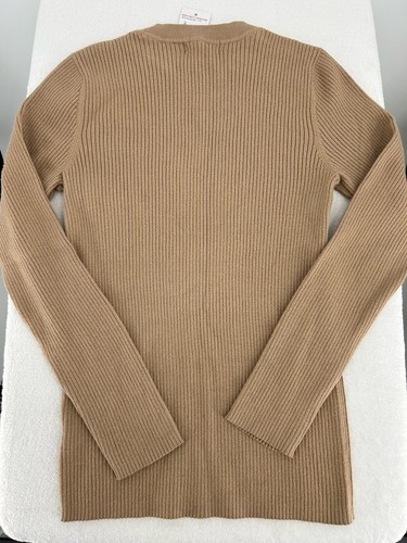 F & F Damenpullover MEDIUM hellbraun Zopfmuster Viskose Knopfdetail UK Pulli NEU - Bild 4 von 9