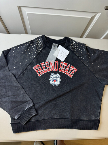 Gameday Couture Womens Fresno State Bulldogs Studded Sweatshirt Medium Black NWT - Picture 10 of 14