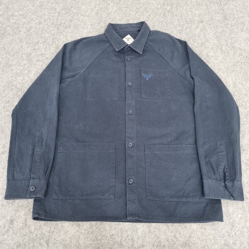 Barbour Overshirt Men Large French Navy Beacon Woods Chore Utility Shacket Twill