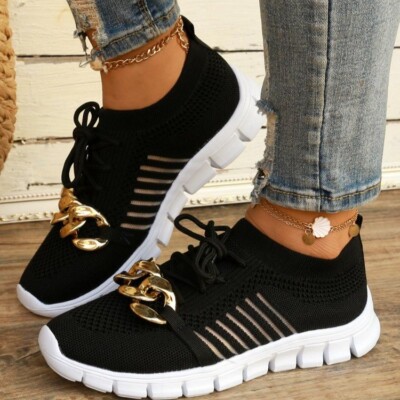 Women Walking Sock Shoe Elastic Knit Lightweight Slip on Running