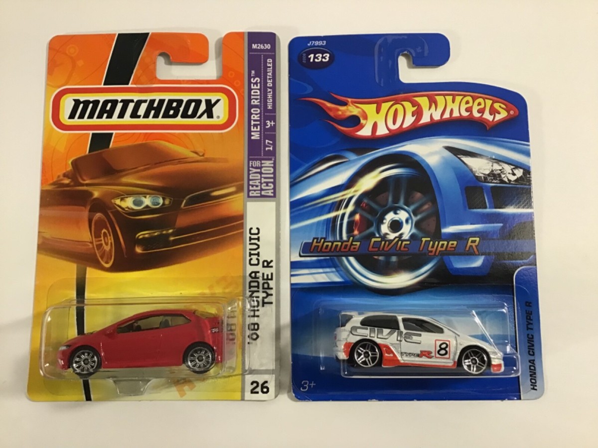 Honda Civic Type R Lot (x2) 2006 Hot Wheels #133 White, Matchbox