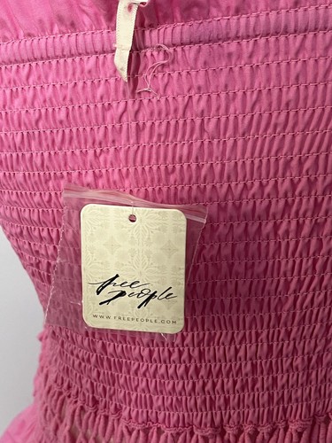 Free People Pink Midi Dress Size S Sunset Dancing Tiered Ruffled Cotton NEW - Picture 11 of 16