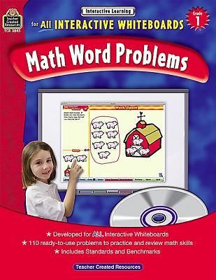 Math Word Problems Interactive Learning  w/CD-ROM  Grade 1 Excellent PB