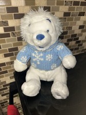 Winnie Pooh Bear Disney Store Exclusive Plush Winter White Blue Sweater/Hat Tag