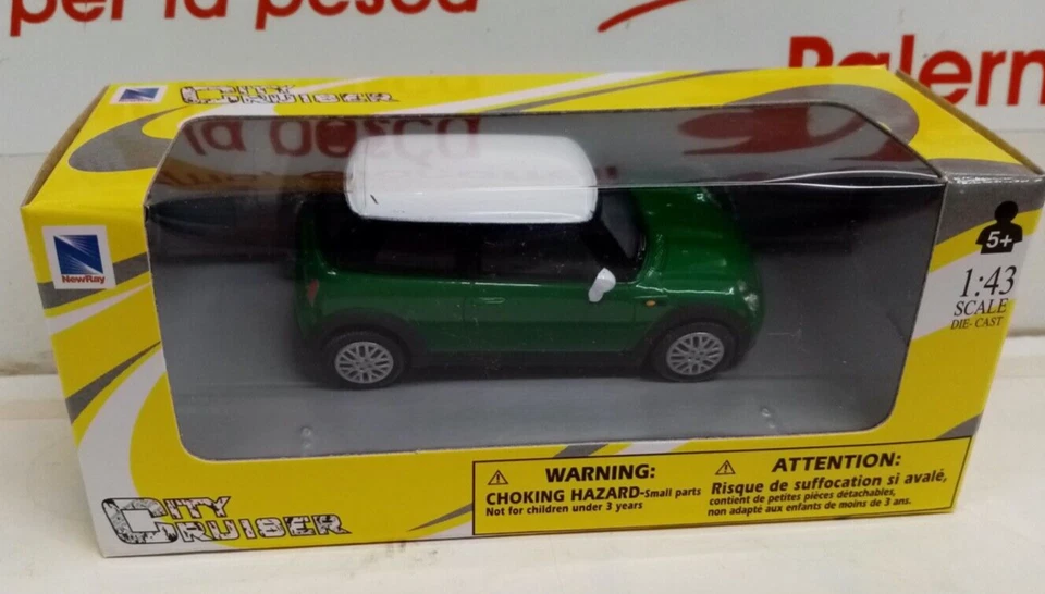 NEWRAY 1/43 - MINI COOPER VERDE  CON TETTO BIANCO - Immagine 2 di 2