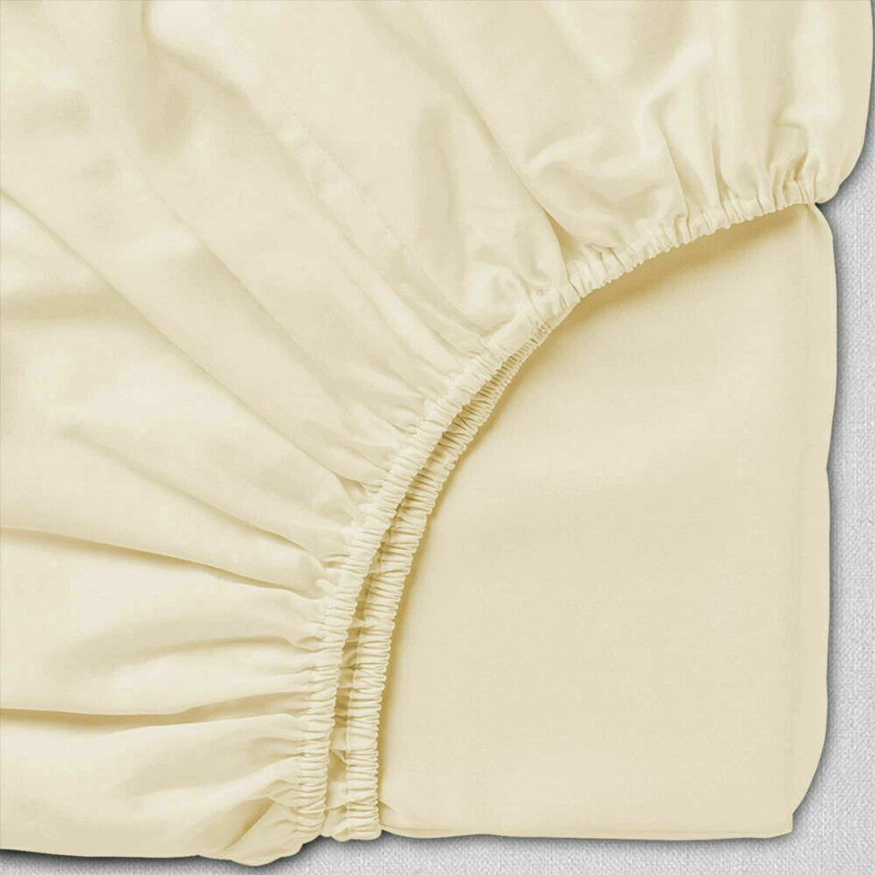 1pc Fitted Sheet/1 pc Duvet Cover 600 TC Egyptian Cotton Ivory in Solid All Size - Image 3 of 4