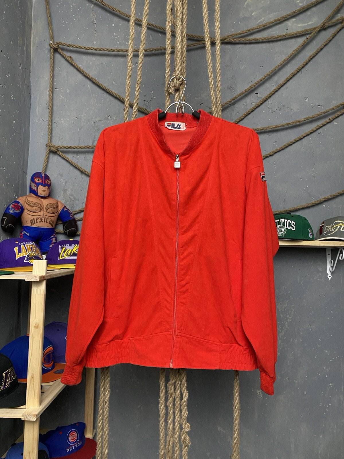 Giacca da pista vintage retrò fila bianca bomber rossa taglia L uomo