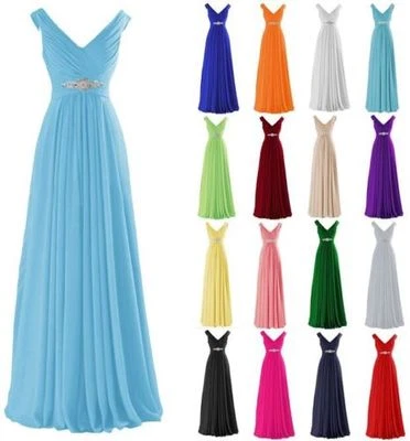 Wedding Bridesmaid Dresses Long Chiffon Formal Party Gown Ball Prom Dresses