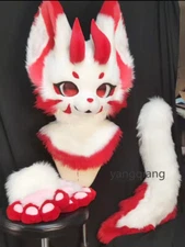 Fursuit Husky Fox Mascot (head + PAWS + Tail) Halloween Party Fur Cosplay 087#