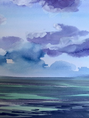 Watercolor Painting Sea Silence S. Gramm Unframed Original Decor Art nAAA3376 - Picture 8 of 14