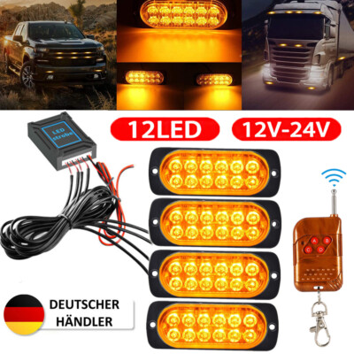 4 X LED Auto Frontblitzer Orange Blitzlicht Warnleuchte LKW Strobe Licht DC 12V