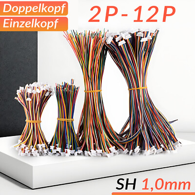 1.0mm 1.0 SH Micro JST Stecker 10/15/20cm Kabel+Buchse 2 3 4 5 6 7 8 9 10 12 Pin